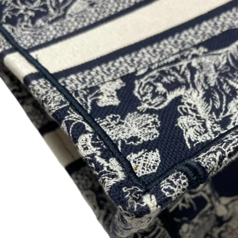 Book Tote Small Dioriviera Toile De Jouy Canvas Blue