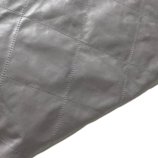 22 Small Shiny Calfskin Quilted Grey SHW