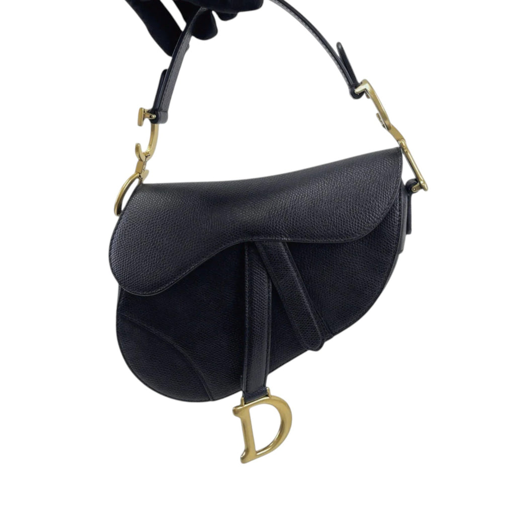 Saddle Bag Mini Grained Calfskin Black GHW