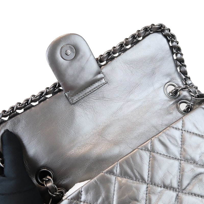 FWRD Renew Chanel V Stitch Chain Shoulder Bag in Silver