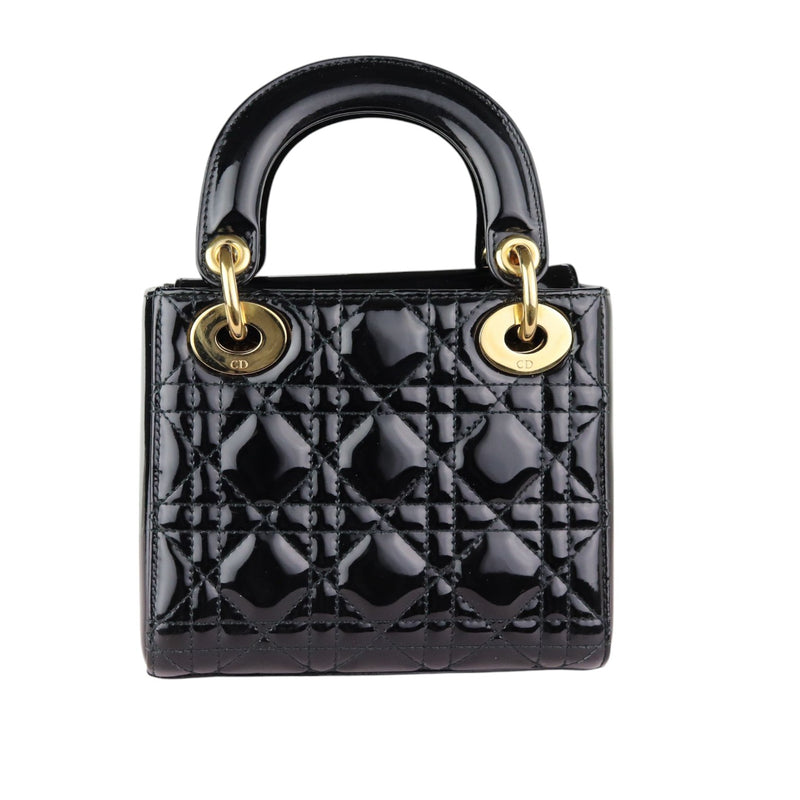 Lady Dior Mini Patent Cannage Black GHW