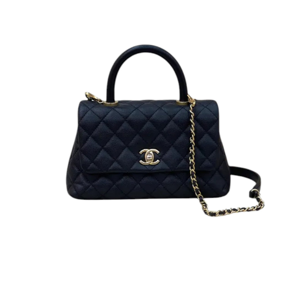 Coco Handle Flap Small Caviar Quilted Black GHW