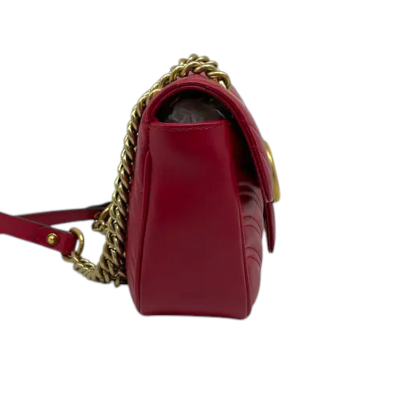 GG Marmont Mini Calfskin Matelasse Red GHW