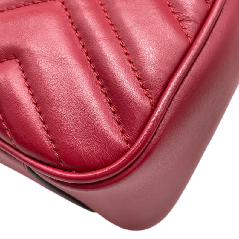 GG Marmont Mini Calfskin Matelasse Red GHW