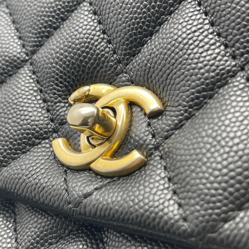 Coco Handle Flap Small Caviar Quilted Black GHW