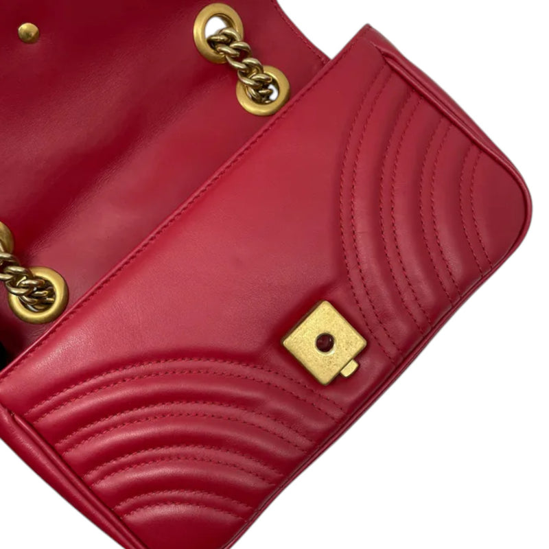 GG Marmont Mini Calfskin Matelasse Red GHW