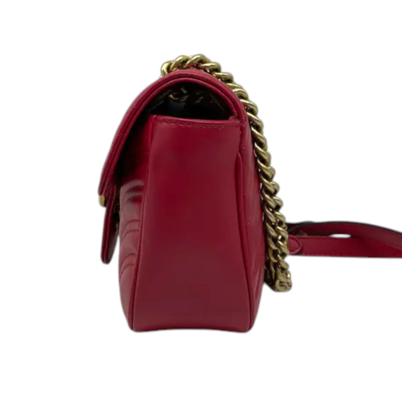 GG Marmont Mini Calfskin Matelasse Red GHW