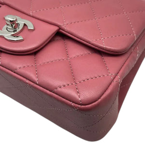 Square Flap Mini Lambskin Quilted Pink SHW