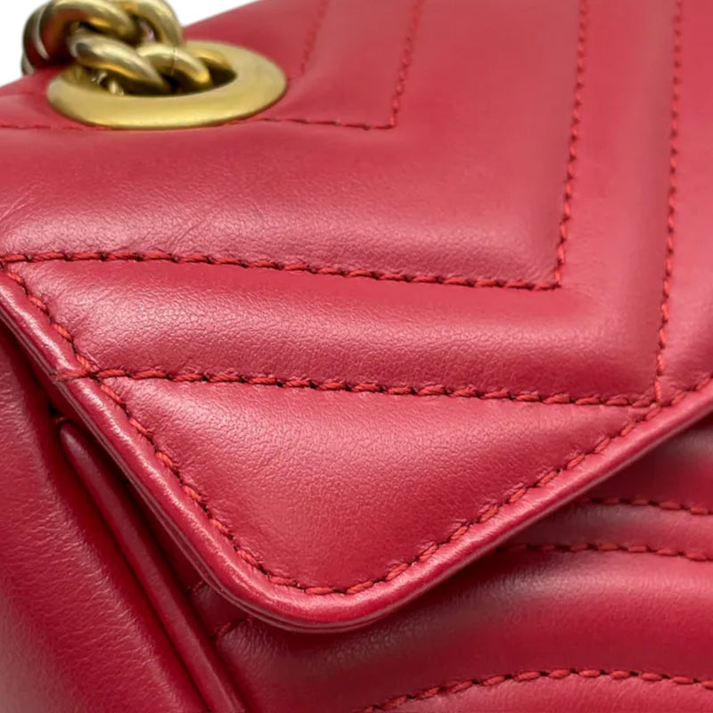 GG Marmont Mini Calfskin Matelasse Red GHW