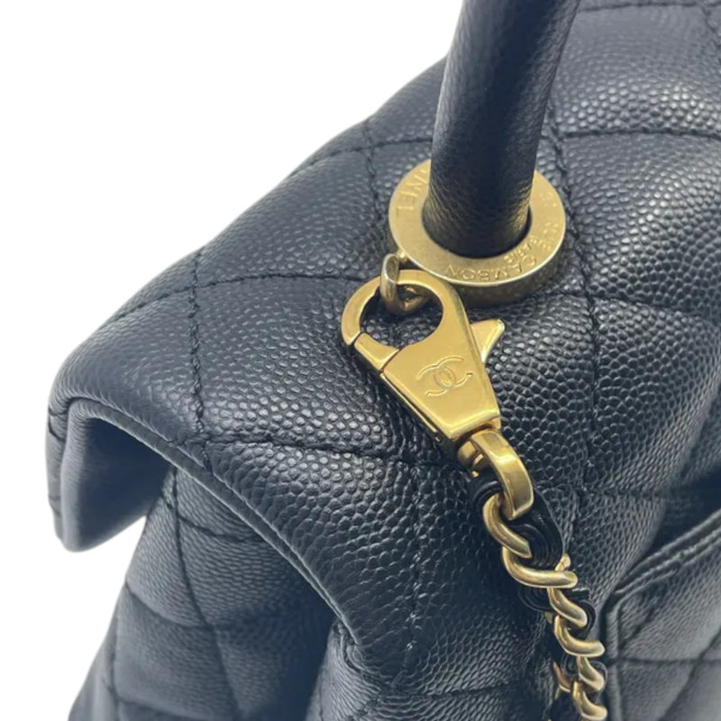 Coco Handle Flap Small Caviar Quilted Black GHW