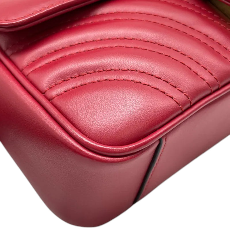 GG Marmont Mini Calfskin Matelasse Red GHW