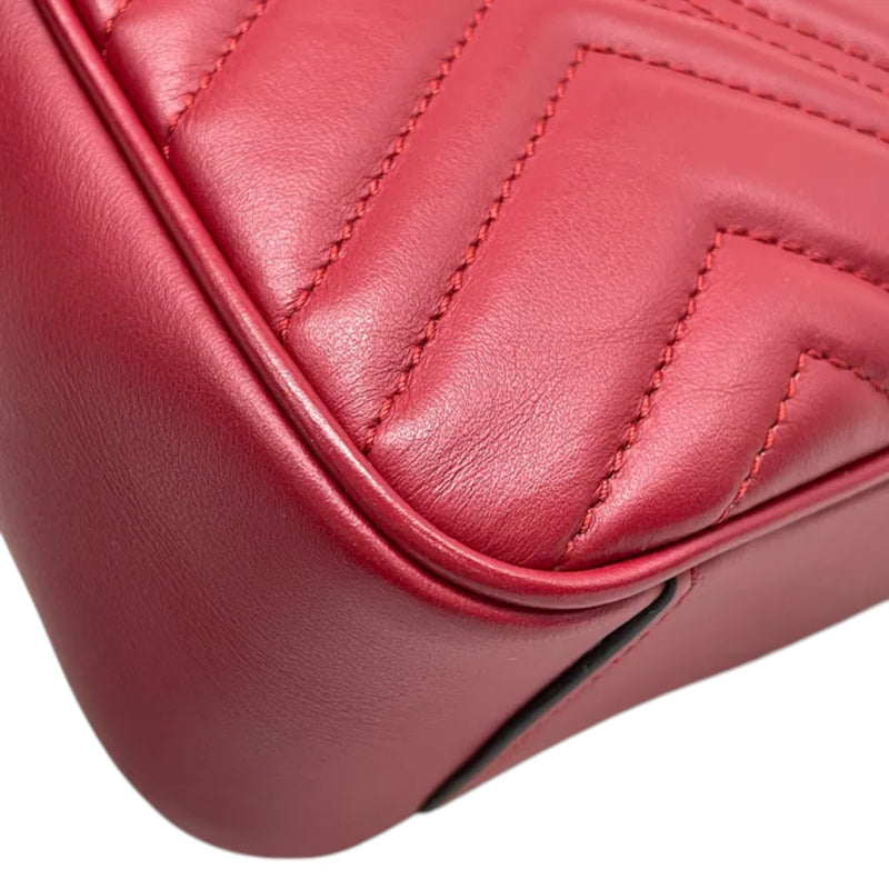 GG Marmont Mini Calfskin Matelasse Red GHW