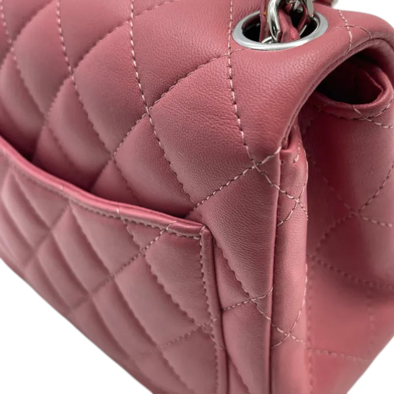 Square Flap Mini Lambskin Quilted Pink SHW