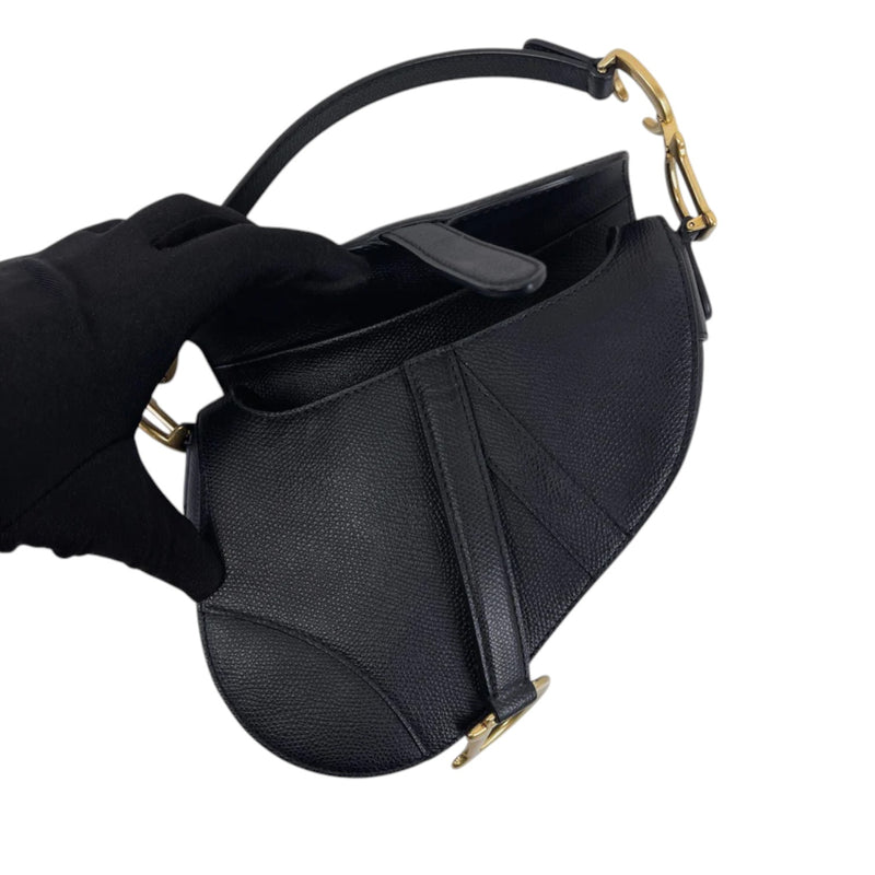 Saddle Bag Mini Grained Calfskin Black GHW