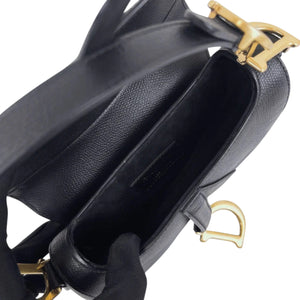 Saddle Bag Mini Grained Calfskin Black GHW