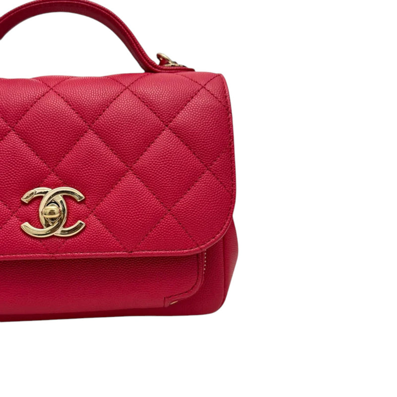 Business Affinity Flap Small Caviar Quilted Red GHW