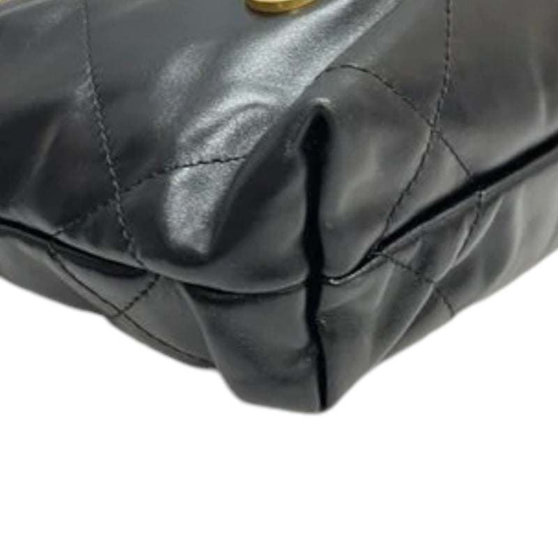 22 Mini Shiny Calfskin Quilted Black GHW