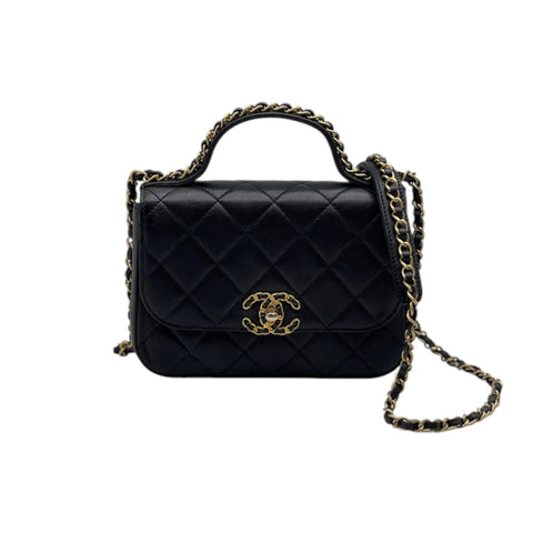 Trendy CC Flap Small Lambskin Quilted Black GHW