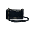 Clutch with Chain Flap Patent Quilted Black SHW