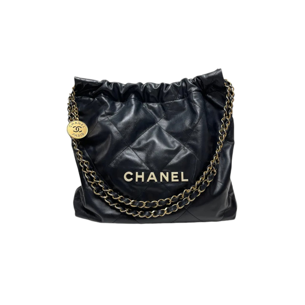 Chanel 22 Small Shiny Calfskin Quilted Black GHW