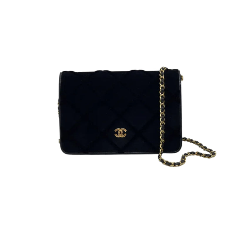 Wallet On Chain WOC Velvet Quilted Black GHW