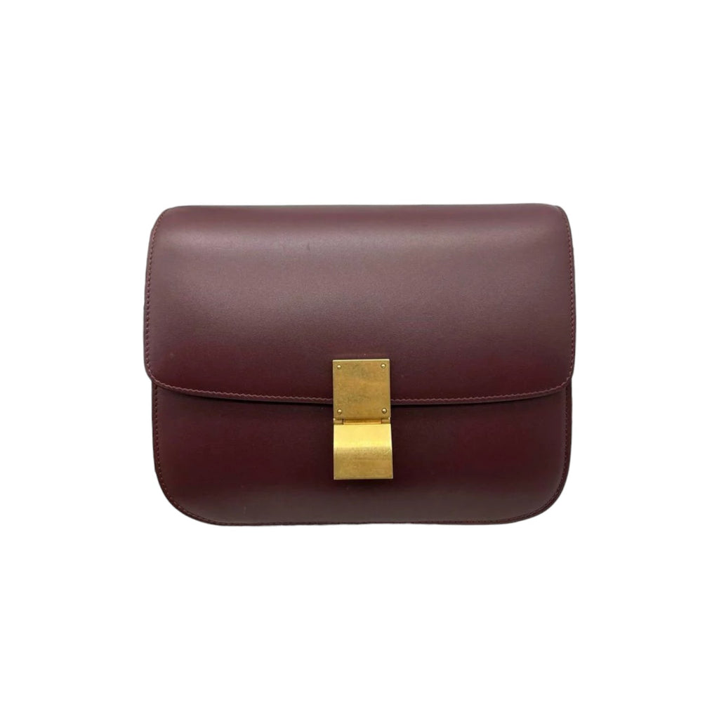 Classic Box Flap Medium Calfskin Burgundy GHW