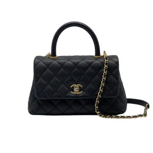 Coco Handle Flap Small Caviar Quilted Black GHW