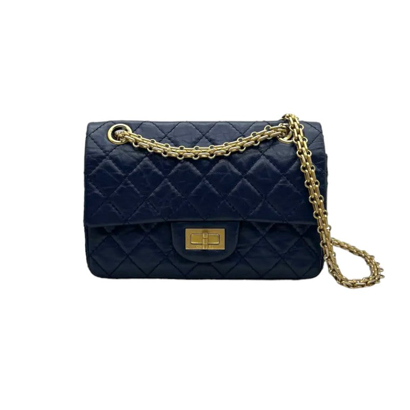 2.55 Reissue Flap Mini Aged Calfskin Quilted Navy Blue