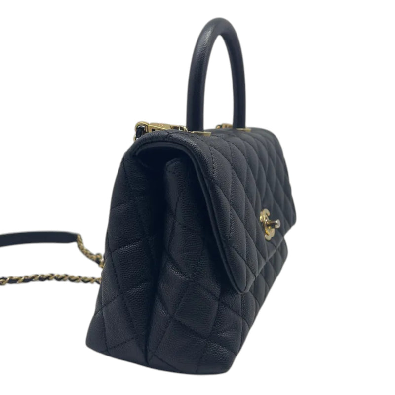 Coco Handle Flap Small Caviar Quilted Black GHW