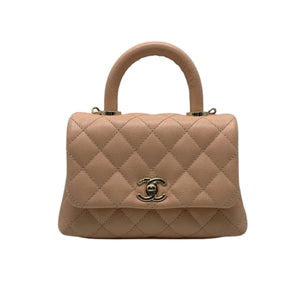 Coco Handle Flap Extra Mini Caviar Quilted Beige GHW