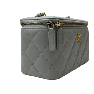 Pearl Crush Vanity Case With Chain Small Lambskin Light Grey GHW