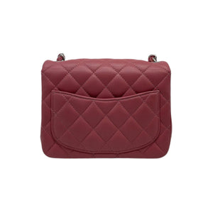 Square Flap Mini Lambskin Quilted Pink SHW