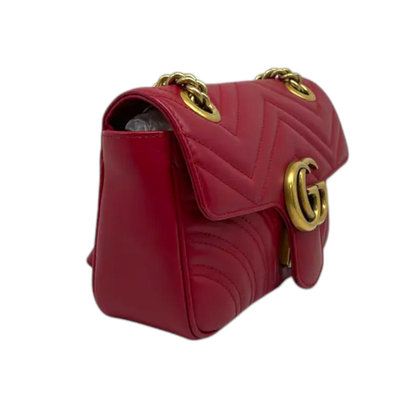 GG Marmont Mini Calfskin Matelasse Red GHW