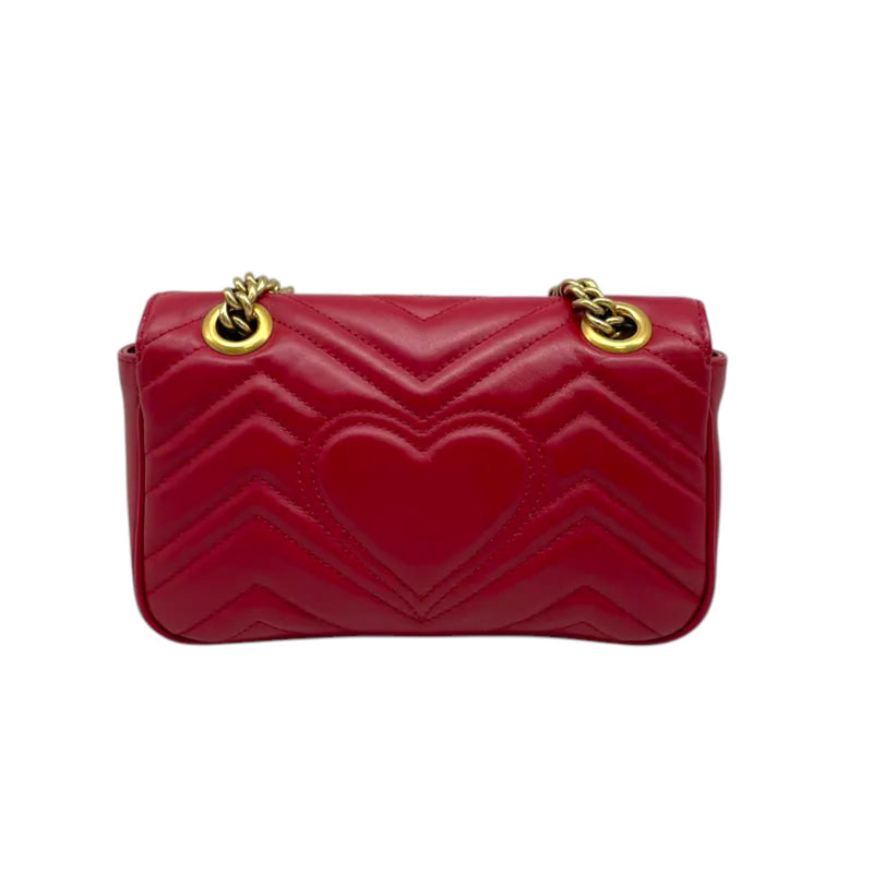 GG Marmont Mini Calfskin Matelasse Red GHW