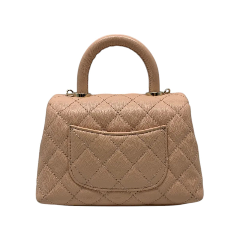 Coco Handle Flap Extra Mini Caviar Quilted Beige GHW