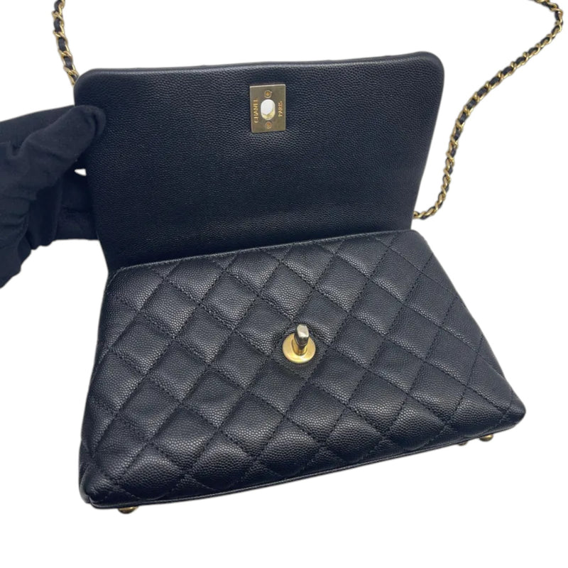 Coco Handle Flap Small Caviar Quilted Black GHW