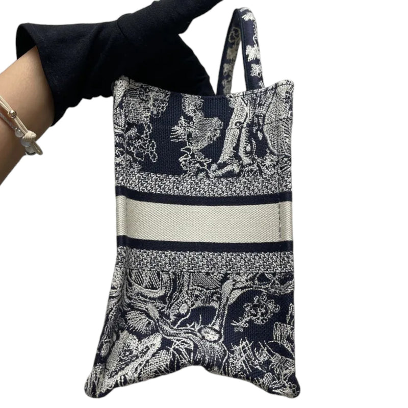 Book Tote Small Dioriviera Toile De Jouy Canvas Blue