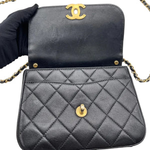 Chain Infinity Top Handle Flap Small Lambskin Black GHW