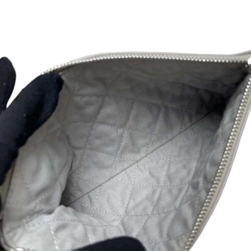 22 Small Shiny Calfskin Quilted Grey SHW