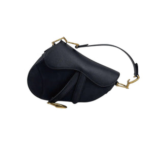 Saddle Bag Mini Grained Calfskin Black GHW