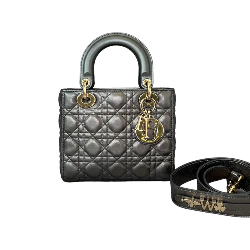 Metallic ABC Lady Dior Small Gunmetal Grey GHW