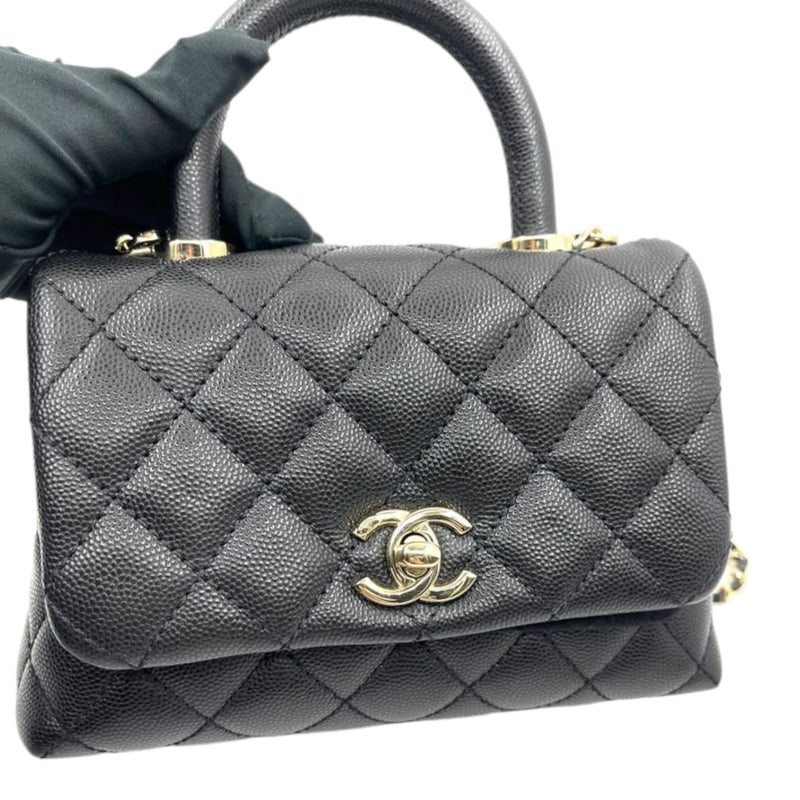 Coco Handle Flap Extra Mini Caviar Quilted Black GHW