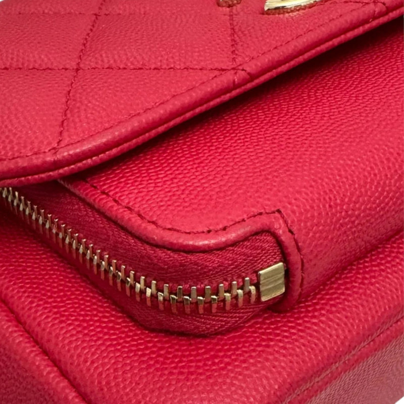 Business Affinity Flap Small Caviar Quilted Red GHW