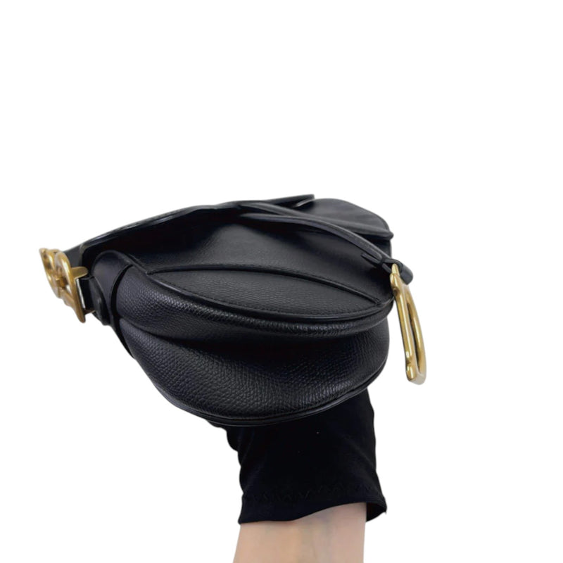 Saddle Bag Mini Grained Calfskin Black GHW