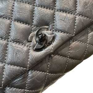 Coco Handle Flap Mini Metallic Aged Calfskin Charcoal RHW