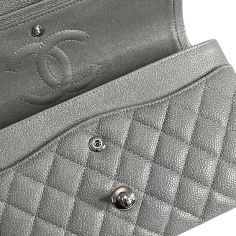 Timeless Classic Double Flap Medium Caviar Caviar Grey SHW