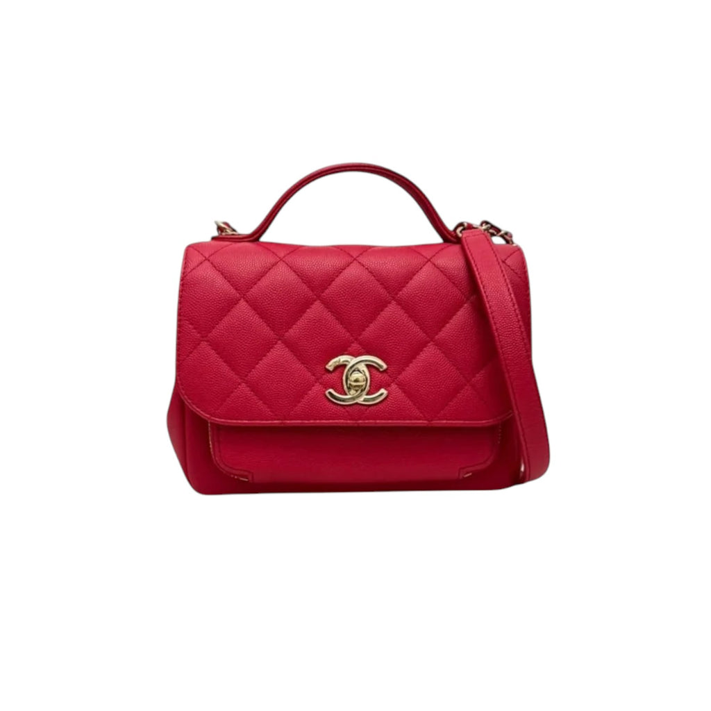 Business Affinity Flap Small Caviar Quilted Red GHW