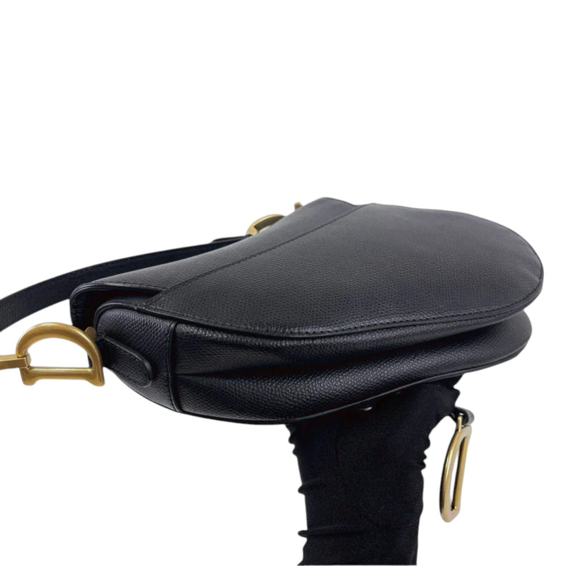 Saddle Bag Mini Grained Calfskin Black GHW