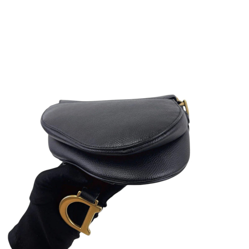 Saddle Bag Mini Grained Calfskin Black GHW