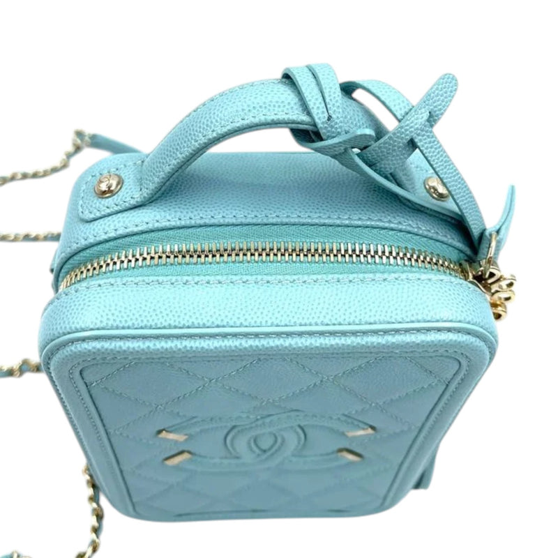 CC Filigree Camera Vanity Case Caviar Light Blue GHW